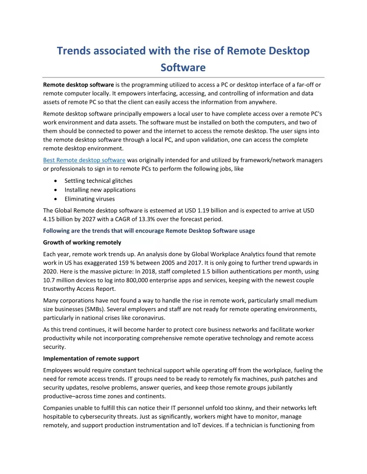 trends associated with the rise of remote desktop