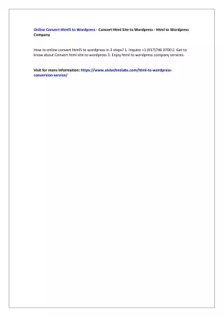 online convert html5 to wordpress convert html