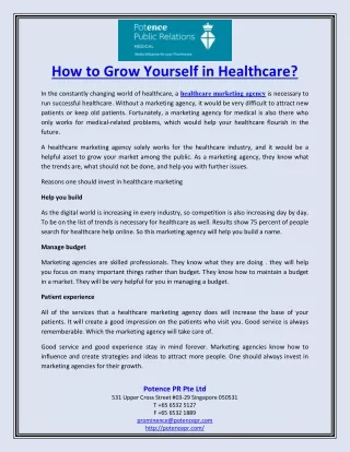 how to grow yourself in healthcare