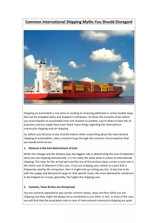 Common International Shipping Myths