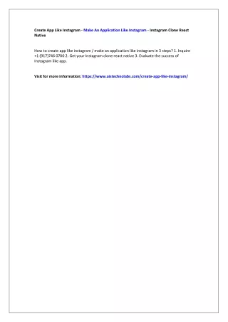 create app like instagram make an application
