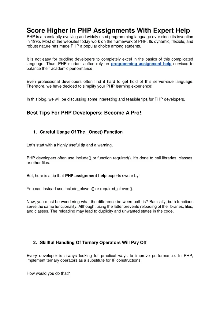 score higher in php assignments with expert help