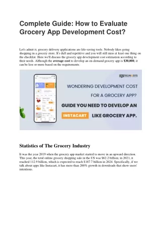 Grocery App Development Cost Analysis - Complete Guide