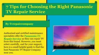 7 Tips for Choosing the Right Panasonic TV Repair Service