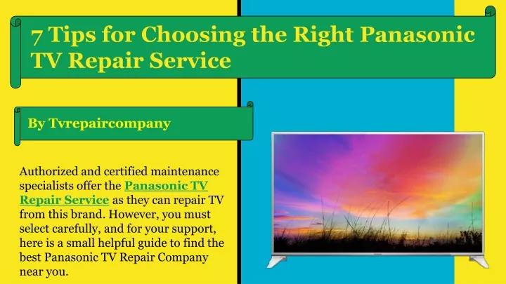 7 tips for choosing the right panasonic tv repair