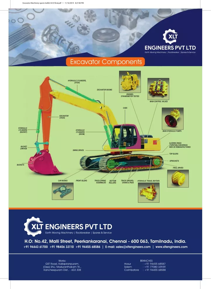 excavator machinery spares leaflet a4 o final