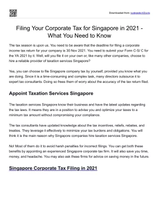 taxation services Singapore