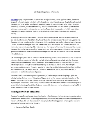 astrological importance of tanzanite