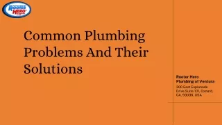 Some Common Plumbing Problems And Their Solutions