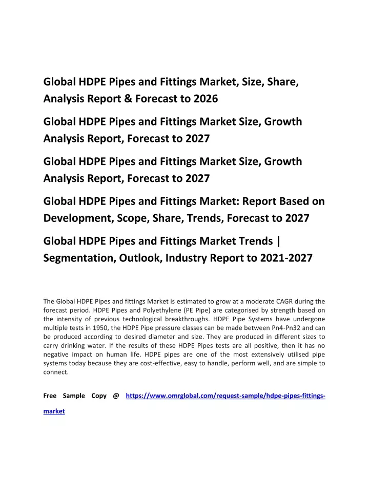 global hdpe pipes and fittings market size share
