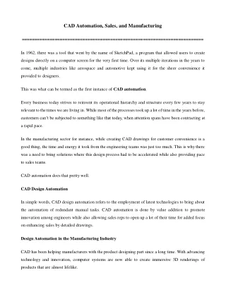 cad automation sales and manufacturing