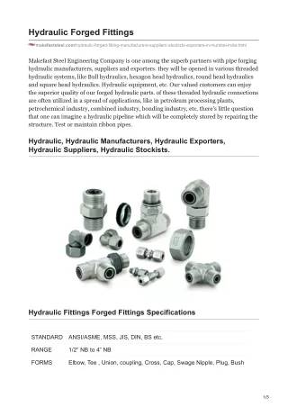 makefaststeel.com-Hydraulic Forged Fittings