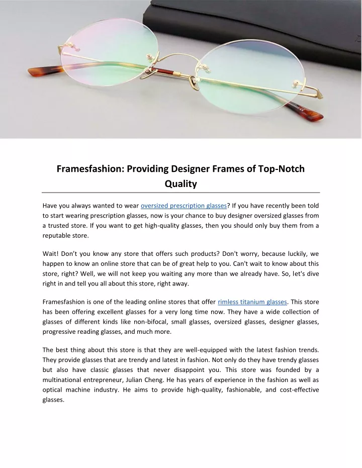 framesfashion providing designer frames