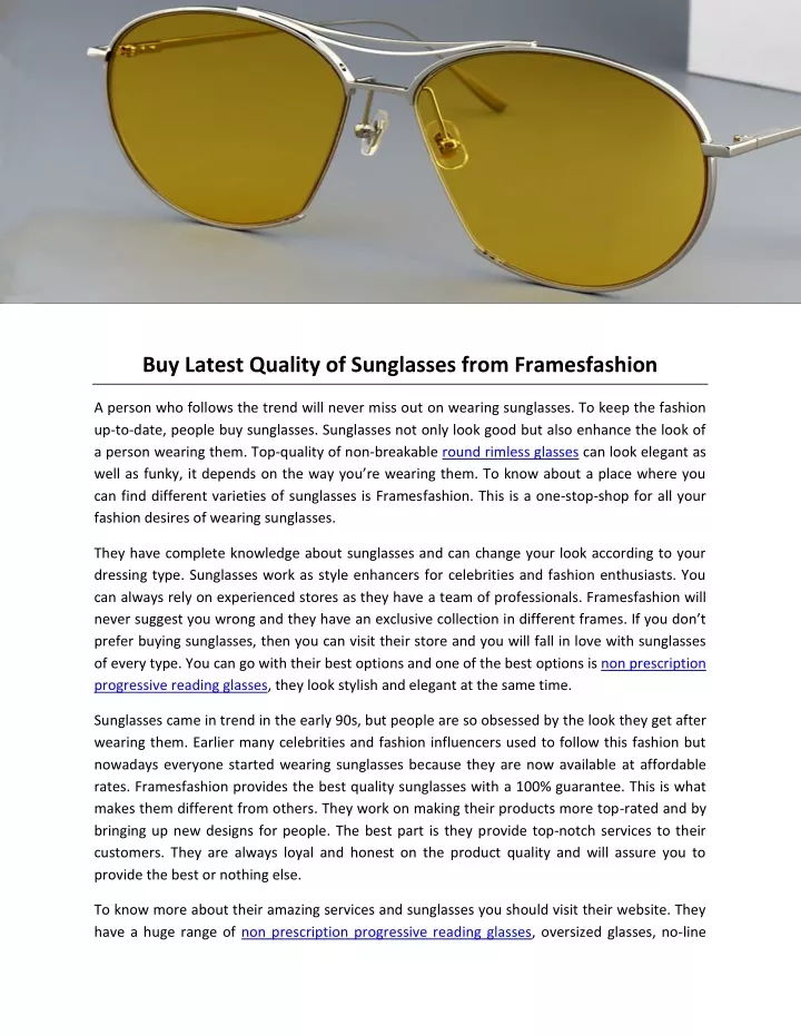 buy latest quality of sunglasses from