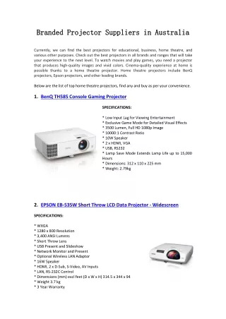 Branded Projector Supplier in Australia