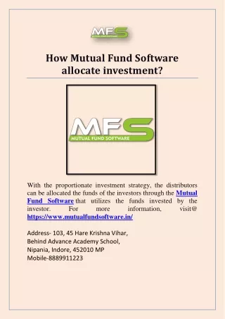 how mutual fund software allocate investment