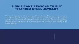 Significant Reasons to buy Titanium steel jewelry