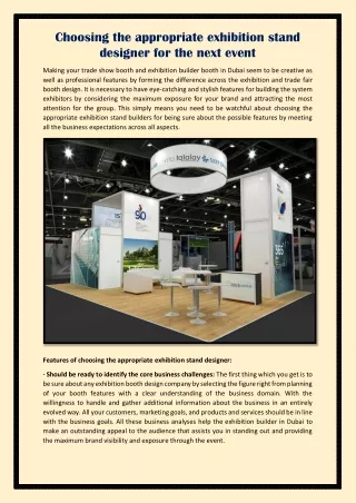 Choosing the appropriate exhibition stand designer for the next event