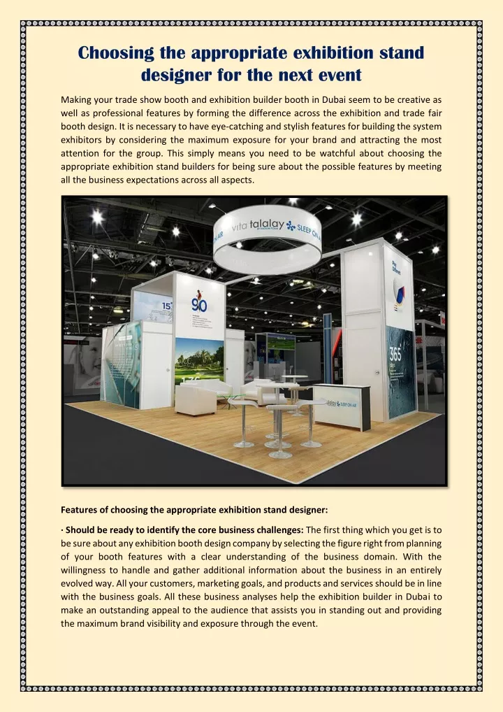 choosing the appropriate exhibition stand