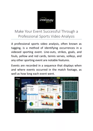 Make Your Event Successful Through a Professional Sports Video Analysis