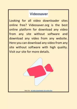 All Video Downloader Site Online Free  Videosaver.org