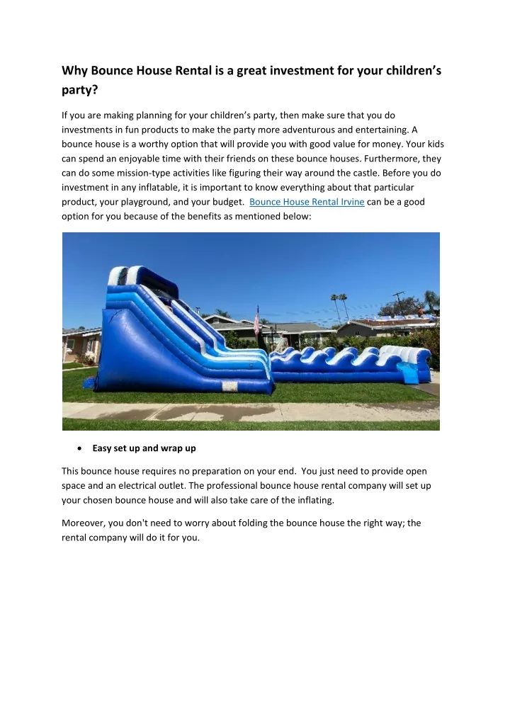 why bounce house rental is a great investment