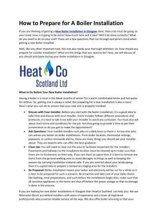 how to prepare for a boiler installation