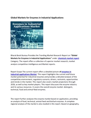 global markets for enzymes in industrial