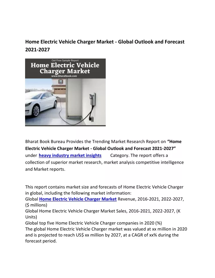 home electric vehicle charger market global