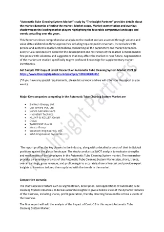 automatic tube cleaning system market study