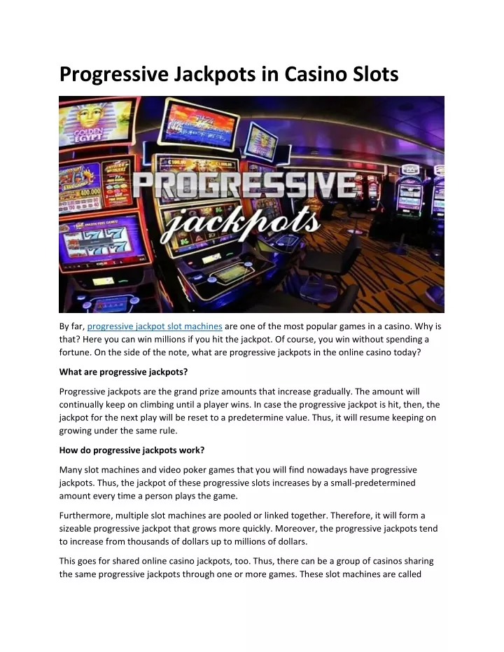 progressive jackpots in casino slots