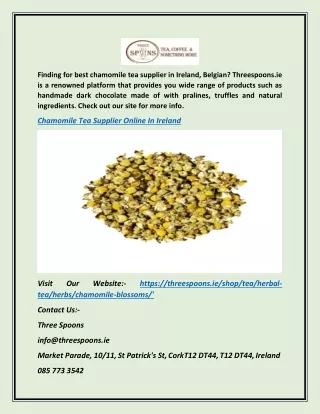 Chamomile Tea Supplier Online in Ireland | Threespoons.ie