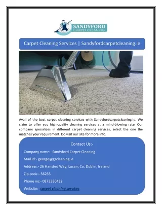 Carpet Cleaning Services | Sandyfordcarpetcleaning.ie
