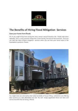 The Benefits of Hiring Flood Mitigation Services