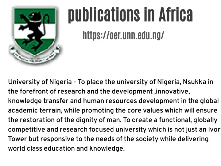 publications in africa https oer unn edu ng