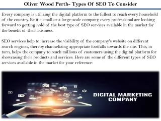 Oliver Wood Perth- Types Of SEO To Consider