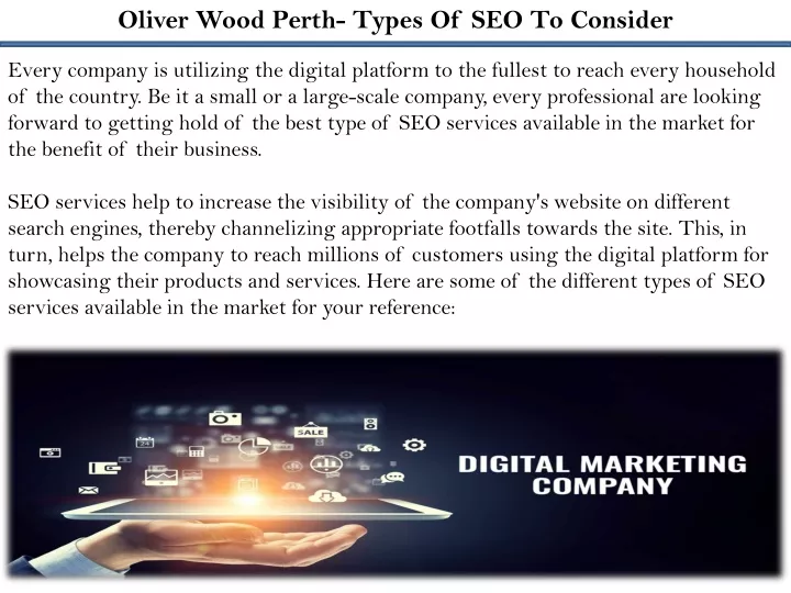 oliver wood perth types of seo to consider