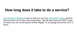 how long does it take to do a service