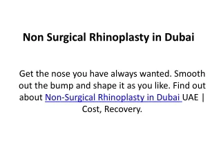non surgical rhinoplasty in dubai