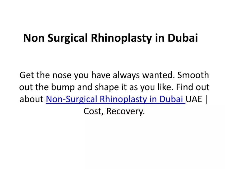 non surgical rhinoplasty in dubai
