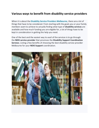 various ways to benefit from disability service