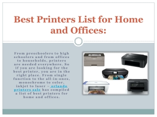 Best Printers List for Home and Offices