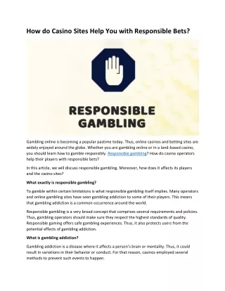 How do Casino Sites Help You with Responsible Bets?