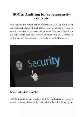 soc 2 auditing for cybersecurity controls