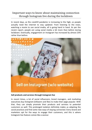 Important ways to know about maintaining connection through Instagram live durin