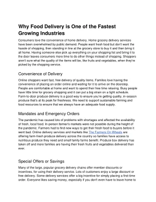 Why Food Delivery is One of the Fastest Growing Industries