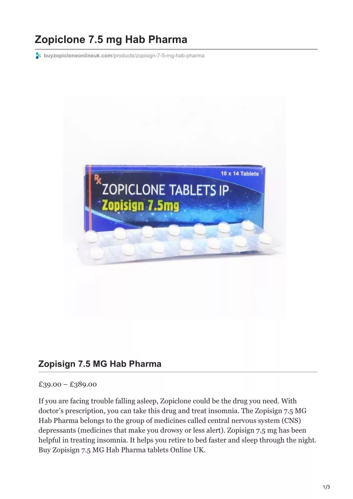 zopiclone 7 5 mg hab pharma