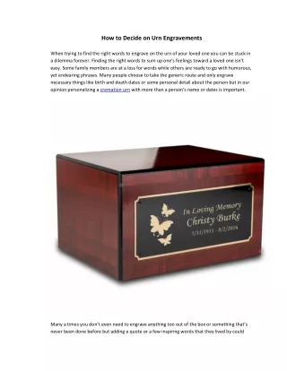 how to decide on urn engravements