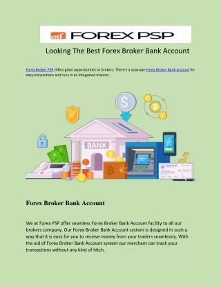 Looking The Best Forex Broker Bank Account