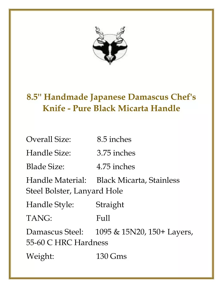 8 5 handmade japanese damascus chef s knife pure